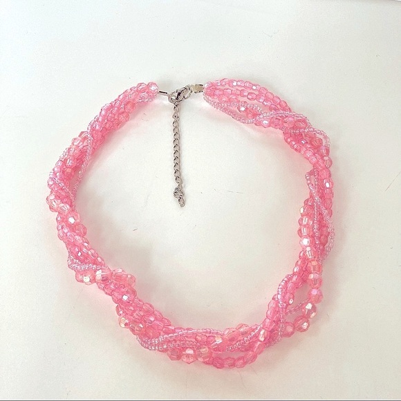 Girls 5-Strand Twisted Pink Beaded Necklace - Picture 4 of 4